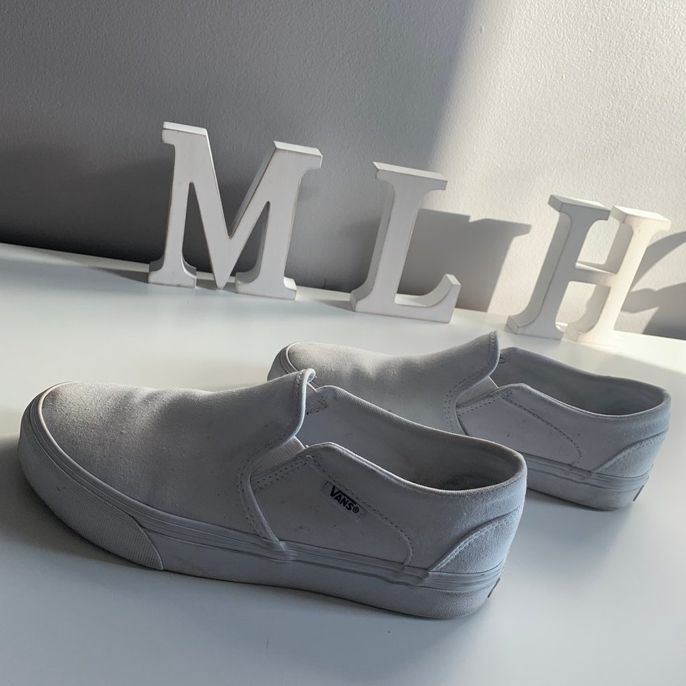 White Slip On Vans